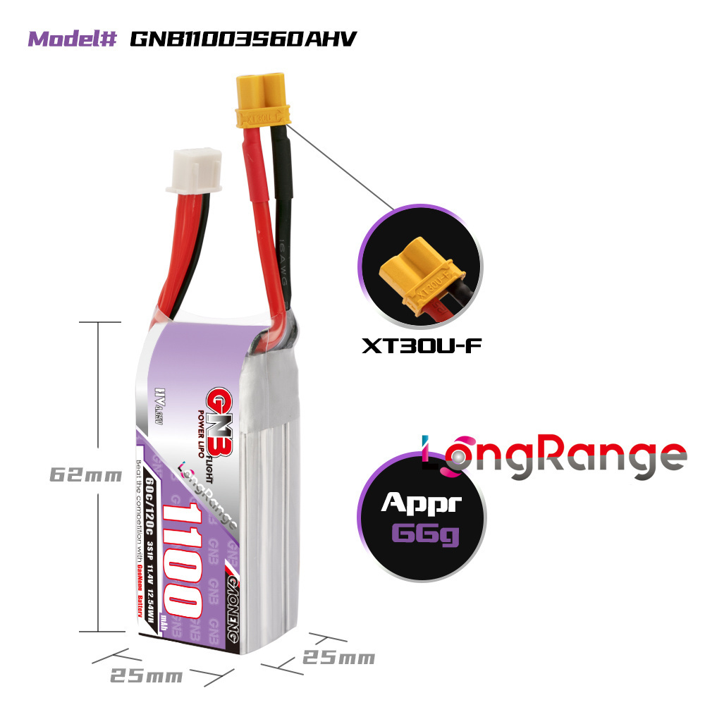GNB 1100mAh 2S 3S 4S 6S 60C/12 - Drone Battery Lipo recensione e prezzo